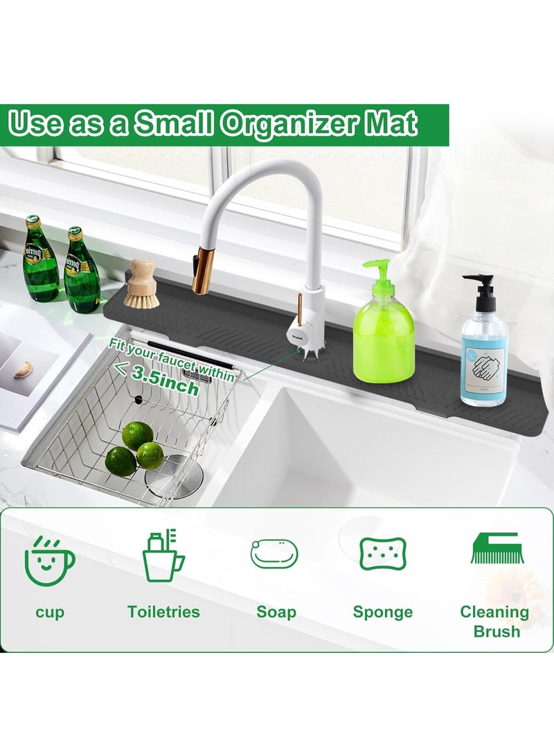 HOMESTAR 33inch Kitchen Sink Splash Guard,Silicone Sink Splash Guard, Kitchen Faucet Drain Mat, Longer Silicone Sink Mat for Kitchen Bathroom, Drip Protector Splash Countertop - Image 3