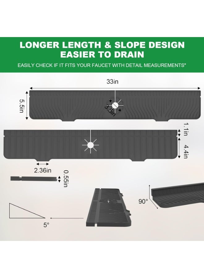 HOMESTAR 33inch Kitchen Sink Splash Guard,Silicone Sink Splash Guard, Kitchen Faucet Drain Mat, Longer Silicone Sink Mat for Kitchen Bathroom, Drip Protector Splash Countertop - Image 5