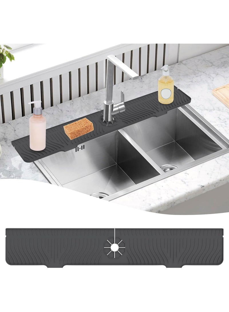 HOMESTAR 33inch Kitchen Sink Splash Guard,Silicone Sink Splash Guard, Kitchen Faucet Drain Mat, Longer Silicone Sink Mat for Kitchen Bathroom, Drip Protector Splash Countertop - Image 1