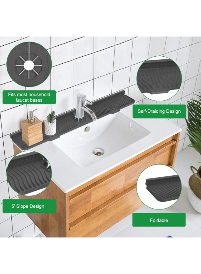 HOMESTAR 33inch Kitchen Sink Splash Guard,Silicone Sink Splash Guard, Kitchen Faucet Drain Mat, Longer Silicone Sink Mat for Kitchen Bathroom, Drip Protector Splash Countertop - Image 2