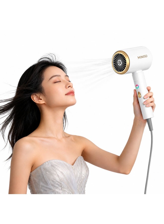 MINISO Professional Hair Dryer 2000W | 300 Million Negative Ions | Foldable Handle | Fast Drying | 3 Heat & 2 Speed Settings | Overheat Protection | White - Image 1