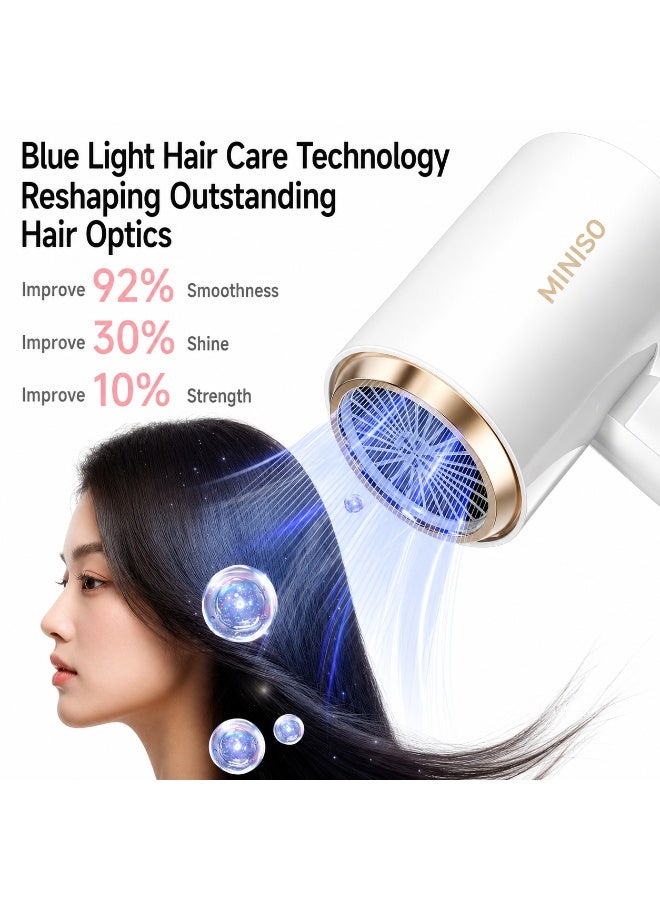 MINISO Professional Hair Dryer 2000W | 300 Million Negative Ions | Foldable Handle | Fast Drying | 3 Heat & 2 Speed Settings | Overheat Protection | White - Image 5