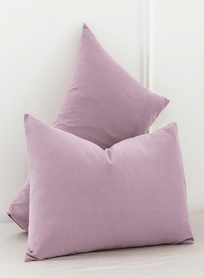 مومى أغطية وسائد MooMee Bedding، عبوة من قطعتين، مصنوعة من القطن المغسول بنسبة 100%، ذات ملمس يشبه الكتان، قابلة للتهوية، متينة، ناعمة ومريحة (لون بنفسجي فاتح ممزوج، قياسي). - Image 3