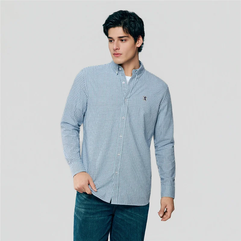 Giordano Men’s Cotton Slim Oxford Shirt with Embroidery