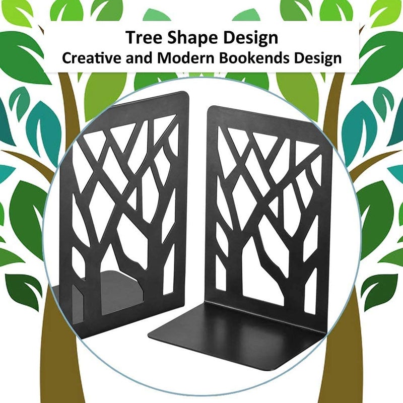 NICOYA Metal Bookends for Shelves Heavy Base Book End Holders for Office Black 6 - Image 5