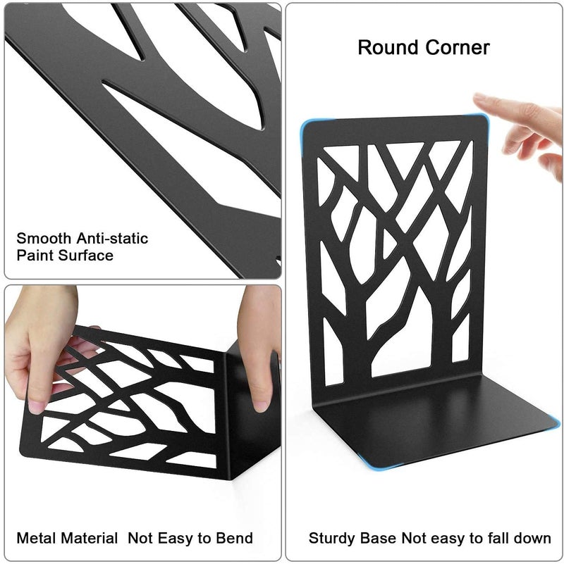 NICOYA Metal Bookends for Shelves Heavy Base Book End Holders for Office Black 6 - Image 4