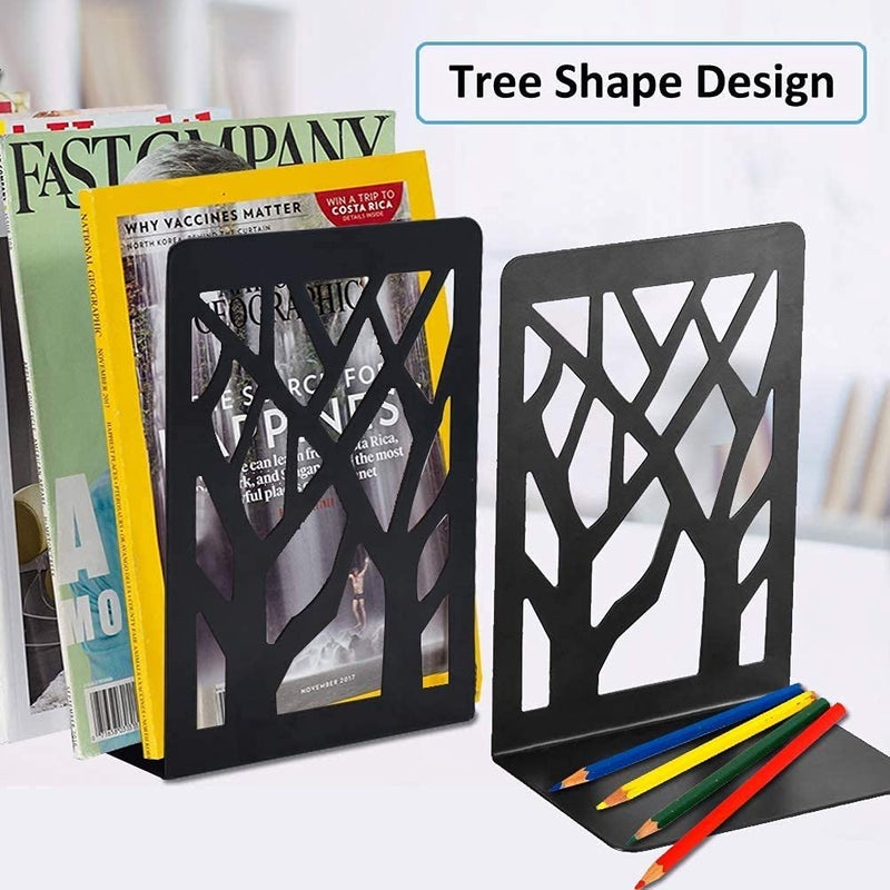 NICOYA Metal Bookends for Shelves Heavy Base Book End Holders for Office Black 6 - Image 2