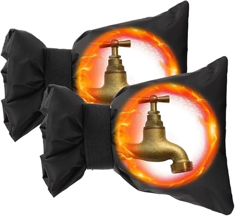 غطاء صنبور خارجي أسود للحماية من تجمد الشتاء، جورب صنبور خرطوم معزول قابل لإعادة الاستخدام - Image 1