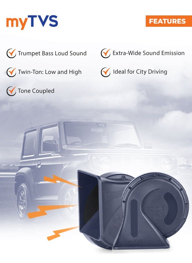 myTVS myTVS Trumper Twin Horn For Car | Diamond Blue - HO-3  - Image 3