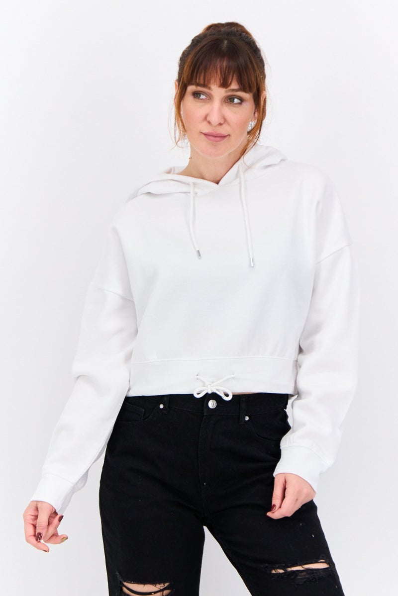 CROSSHATCH Women Plain Long Sleeves Hoodies, White - Image 1