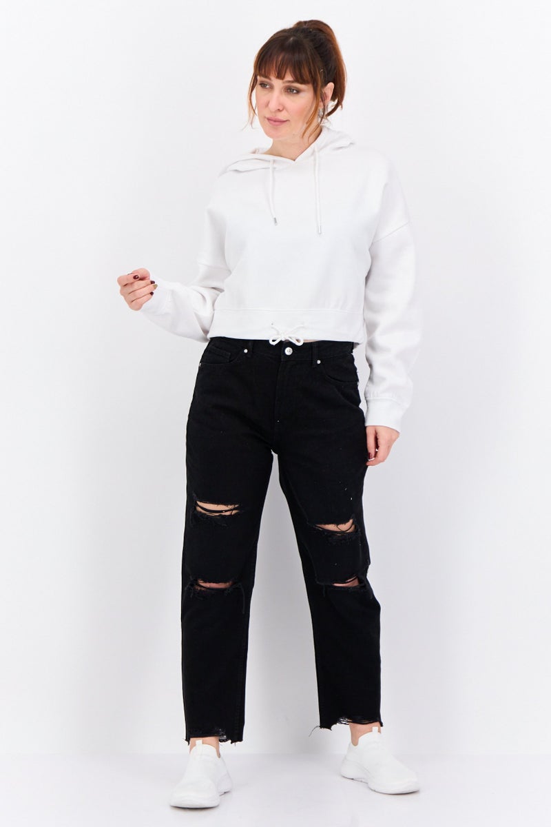 CROSSHATCH Women Plain Long Sleeves Hoodies, White - Image 4