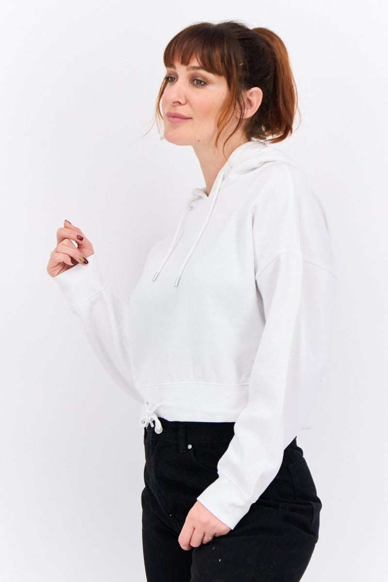 CROSSHATCH Women Plain Long Sleeves Hoodies, White - Image 2