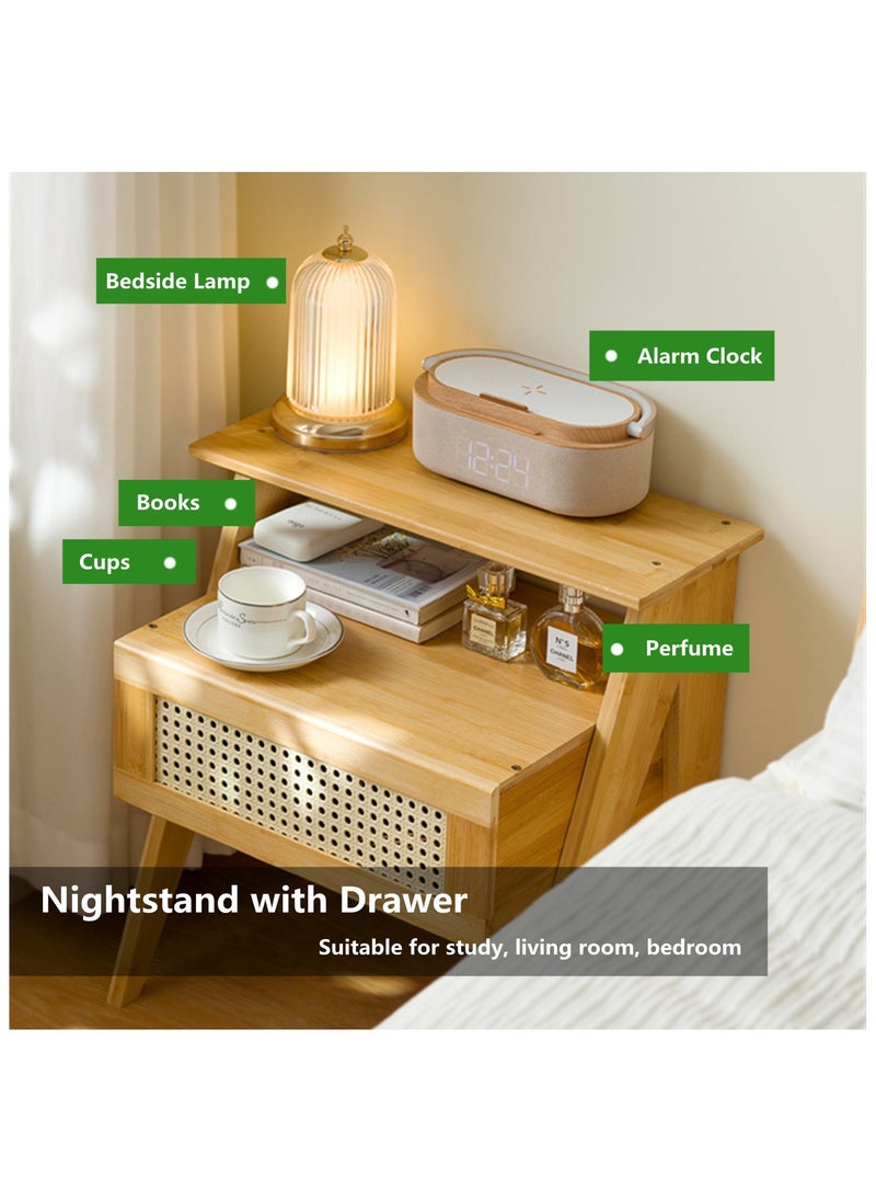 HXDream Bedside Table,Night Stand,Nightstand with Drawer,Suitable for study, living room, bedroom  - Image 2