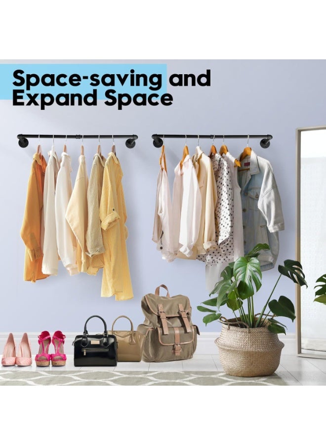 Nadrab Wall Mounted Clothes Rack – Space-Saving Hanging Rack with 6 Hooks, 92cm Length, Black - Image 3