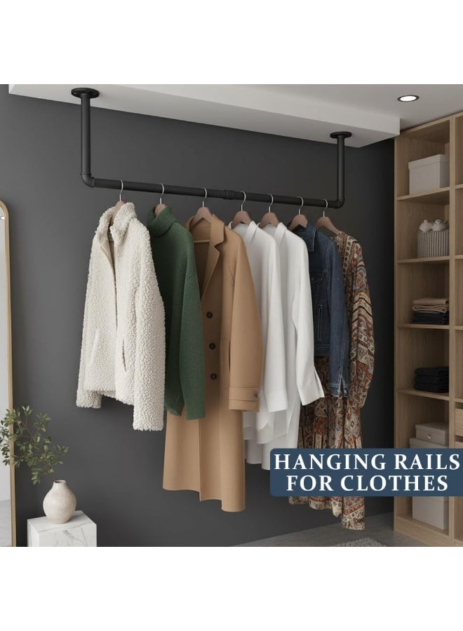 Nadrab Wall Mounted Clothes Rack – Space-Saving Hanging Rack with 6 Hooks, 92cm Length, Black - Image 5