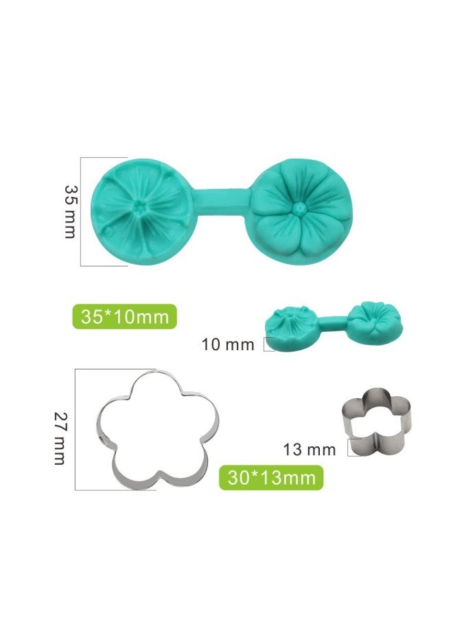 Specially For Simulation Petal Silicone Mold Clamping Mold Flip Sugar Decorative Five-petal Flower-shaped Stainless Steel Cutting Mold Set-Color:（23g）SS-90+VM214 - Image 1