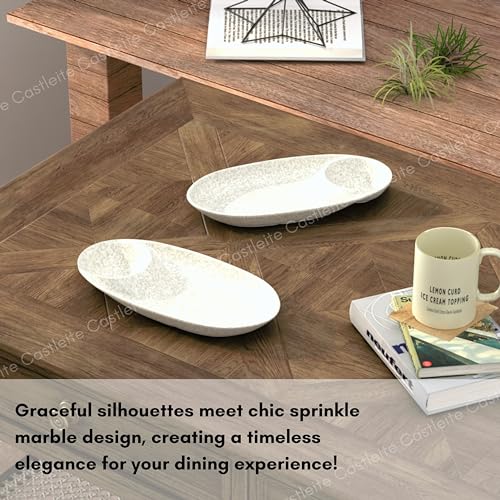 Castleite Multi-Purpose Kitchen Serving Platter: Deluxe Melamine Crockery Set of 2 - Versatile Chip and Dip Tray for Snacks, Starters & Desserts (Lille) - Image 5