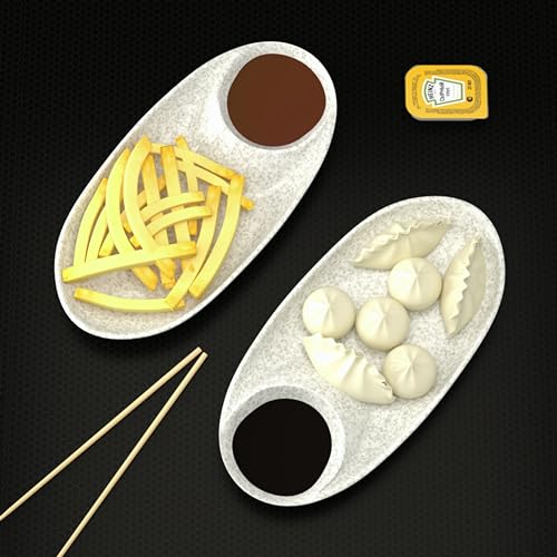 Castleite Multi-Purpose Kitchen Serving Platter: Deluxe Melamine Crockery Set of 2 - Versatile Chip and Dip Tray for Snacks, Starters & Desserts (Lille) - Image 1