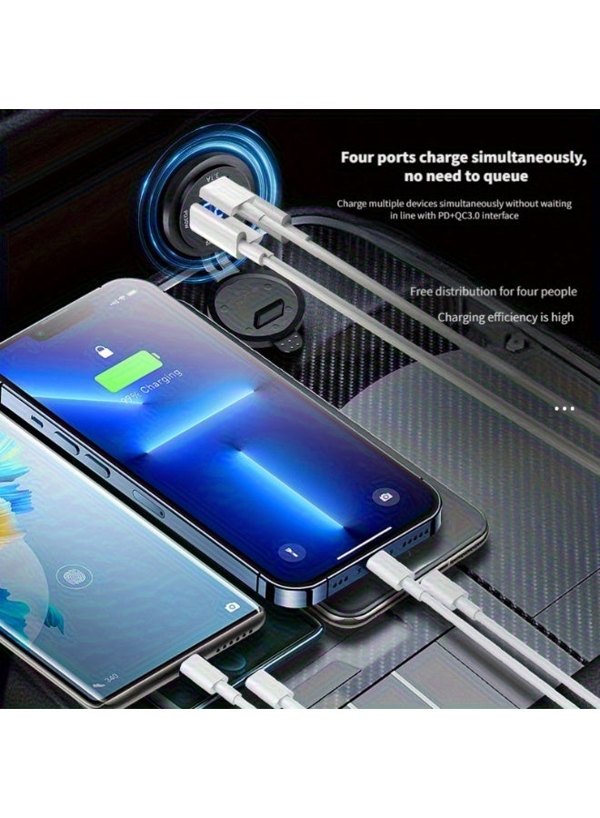 Super Fast Car Charger - 2 USB + 2 PD, Digital Display for 12-24V Cars, Ships, Motorcycles - Image 4