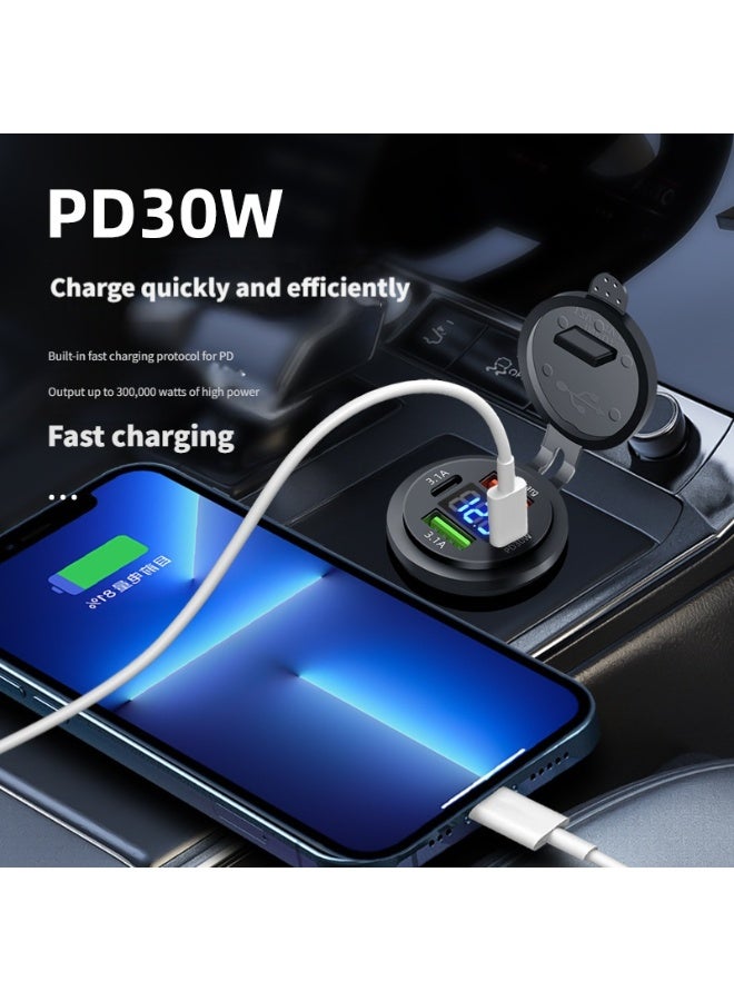 Super Fast Car Charger - 2 USB + 2 PD, Digital Display for 12-24V Cars, Ships, Motorcycles - Image 2