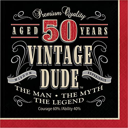 Creative Converting 16 Count Vintage Dude 50th Birthday Lunch Napkins - Image 4