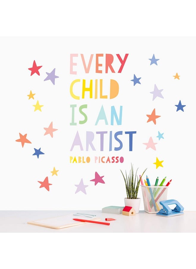 Paper Riot Co. Inspirational Wall Stickers "Every Child Is An Artist" Positive Motivational Removable Adhesive Decals For Classroom Kids Room Nursery Bedroom Home Decor  - Image 1