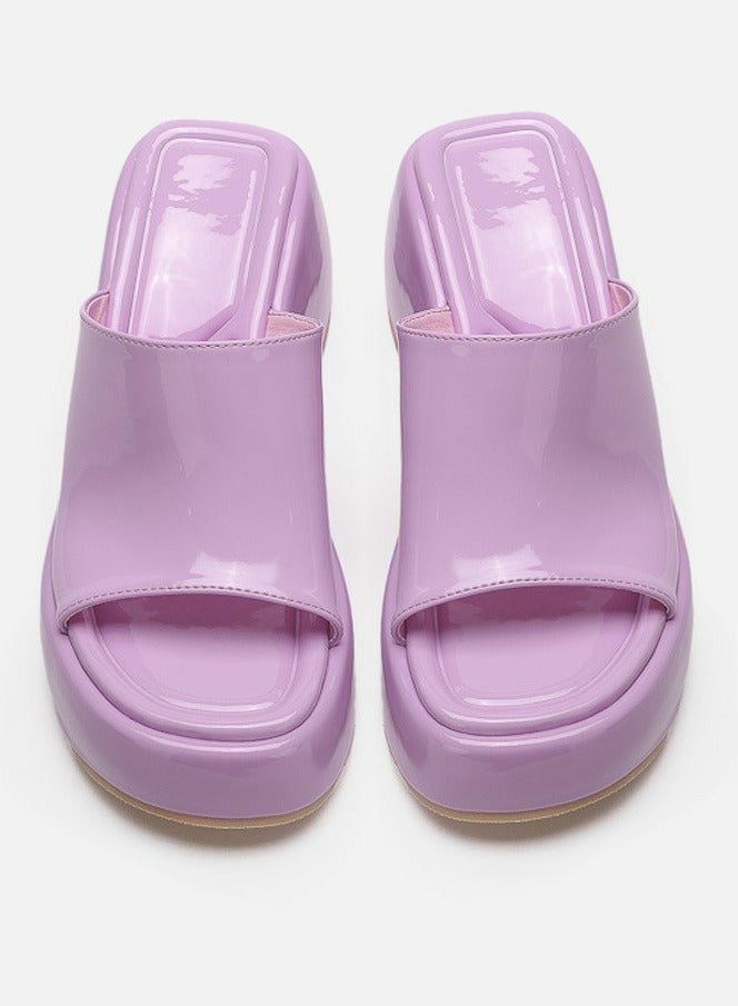 Loquat Women's Slip-On Platform Wedge High Heel Sandals Soft Lightweight Casual Open Toe Fish Mouth Walking Slippers Pink - Image 2