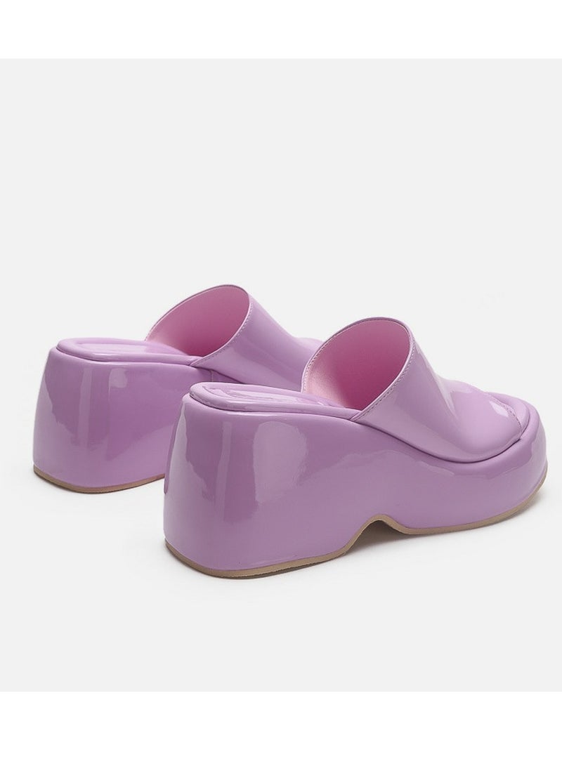 Loquat Women's Slip-On Platform Wedge High Heel Sandals Soft Lightweight Casual Open Toe Fish Mouth Walking Slippers Pink - Image 3