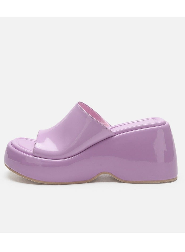 Loquat Women's Slip-On Platform Wedge High Heel Sandals Soft Lightweight Casual Open Toe Fish Mouth Walking Slippers Pink - Image 4
