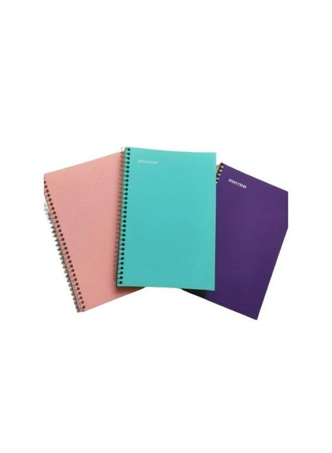 Mintra 3-piece notebook set, Mintra colored paper, 100 sheets, 17*24mm, with plastic cover