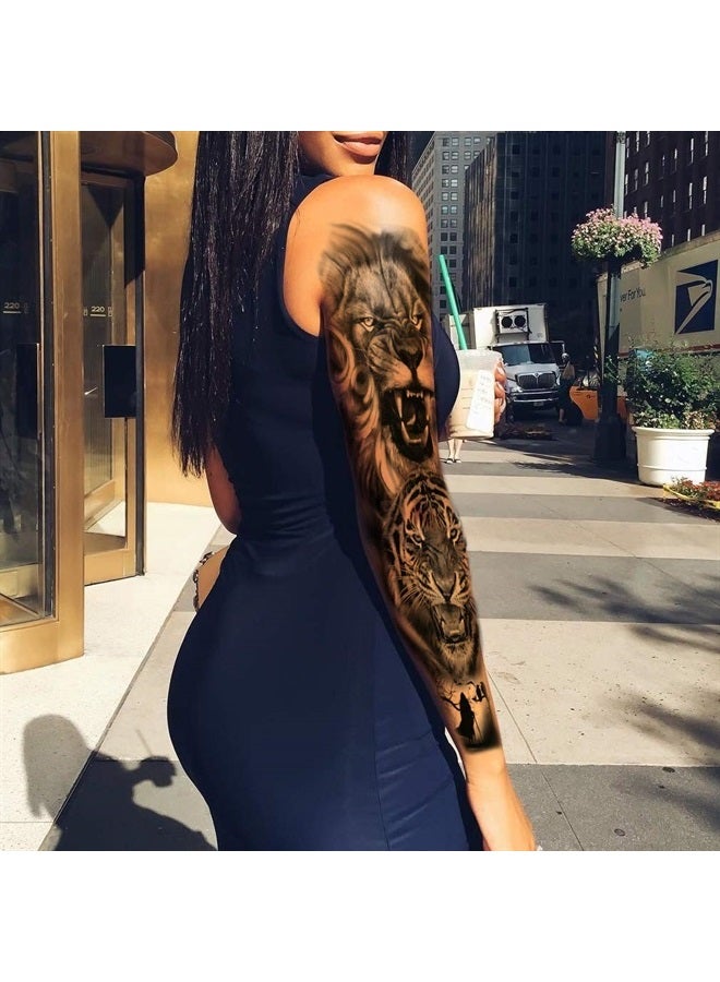 Leoars Extra Temporary Animal Tattoo Black Tattoo Full Arm Sleeve Temporary Tattoo Stickers Body Atr for Man Women, 6-Sheet - Image 2
