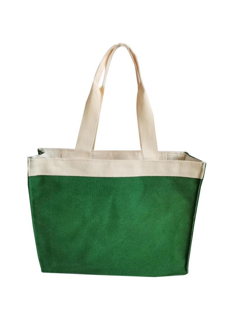 Bookstore Graphic Tote Bag, Green Canvas - Image 2