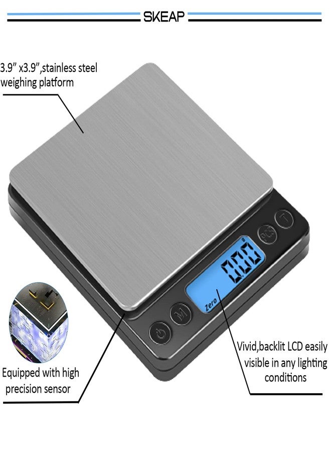 SKEAP Gram Scale 0.01g Accuracy, Food Scales Kitchen Digital Weight Grams & OZ, Jewelry Scale, High Accuracy Gram Scale, Digital Scale with Charging,Batteries and USB Cable Included - Image 4