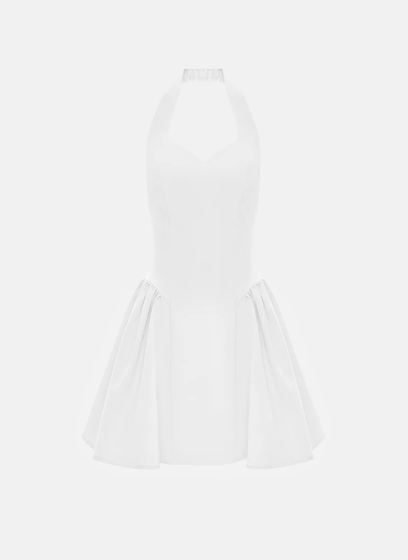 Lichi Strapless mini dress with voluminous inserts on the skirt and an open back