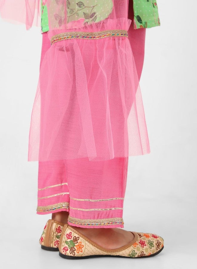 Nautinati nauti nati Girl's Polyester Ethnic (PV-009_Green-Pink - Image 5