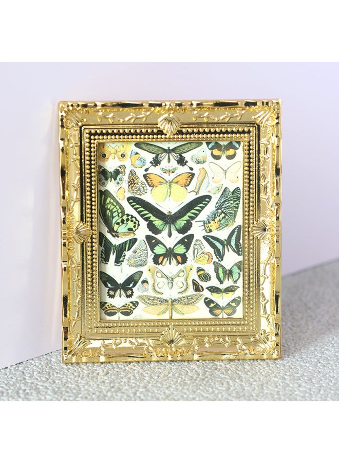 Mini Miniature Simulation Oil Painting Mini Dollhouse Decoration Accessories Photo Frame Famous Painting Ob11 Toy Decoration 1:12-Color:F Butterfly  - Image 1