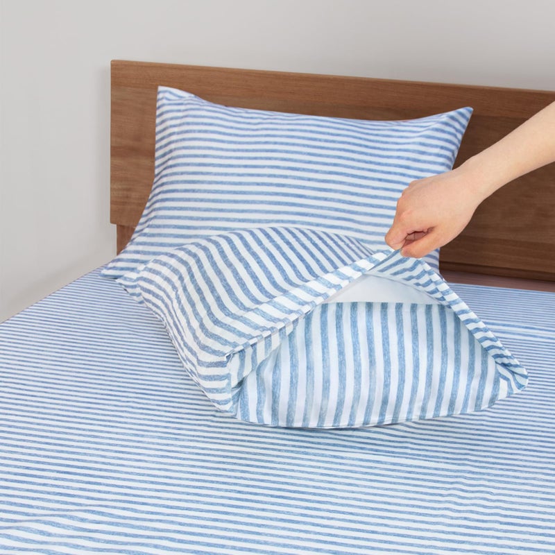 Mejoroom Striped Full Size Sheets - 1800Tc Luxury Full Sheets With 16 Inch Deep Pocket - Premium Bedding Collection - Extra Soft  Breathable  Wrinkle  Fade & Stain Resistant - 4 Piece (Blue Stripe) - Image 3