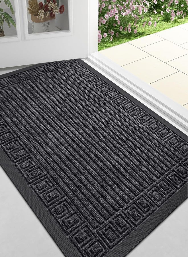Finchitty Front Door Mat Outdoor Entrance, Heavy Duty Sturdy Rubber Doormat, Stain and Fade Resistant, Easy to Clean, Low Profile Indoor Outdoor Mat for Entryway and Patio, 47x32, Grey - Image 1