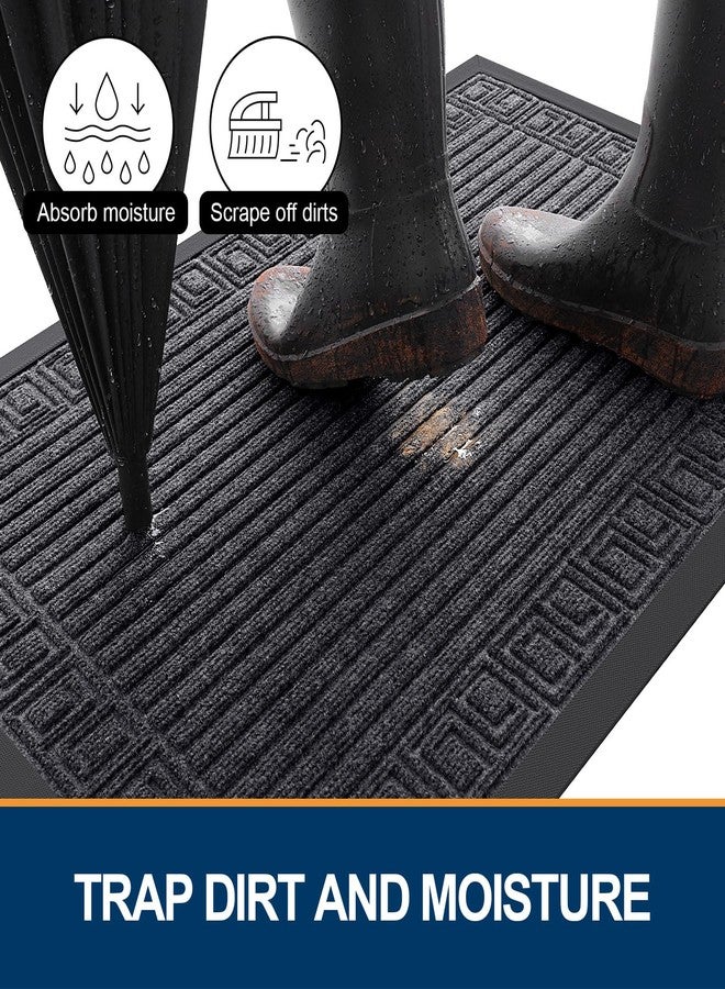 Finchitty Front Door Mat Outdoor Entrance, Heavy Duty Sturdy Rubber Doormat, Stain and Fade Resistant, Easy to Clean, Low Profile Indoor Outdoor Mat for Entryway and Patio, 47x32, Grey - Image 2