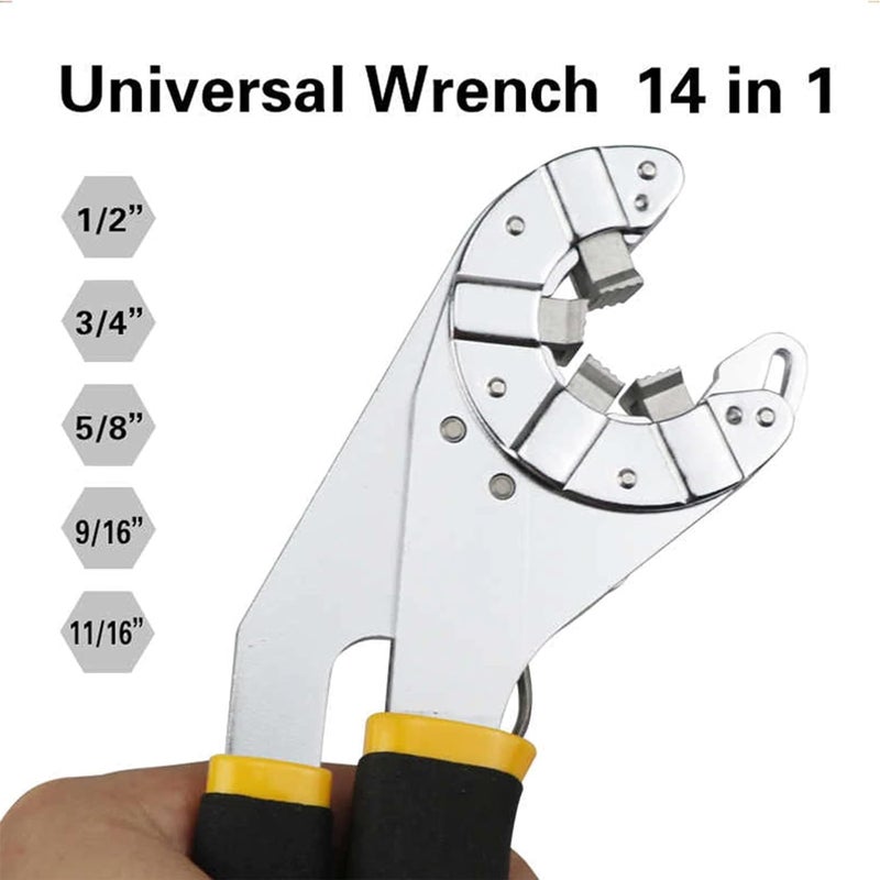Zaptec Zaptec 8 Inch Bionic Adjustable Spanner Wrench 14 Wrenches in 1 Multiplies Gripping Force - Image 2
