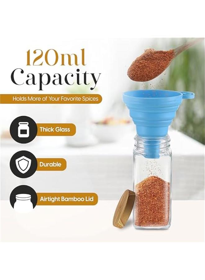 Beauenty 24 Pcs Spice Jars Set – 4 oz Glass Jars with Airtight Bamboo Lids, Labels & Shaker Lids – Kitchen Storage & Organization for Spices, Herbs, and Condiments - Image 2