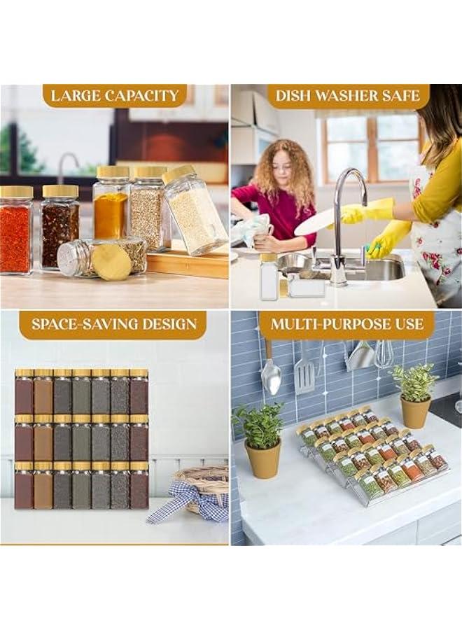 Beauenty 24 Pcs Spice Jars Set – 4 oz Glass Jars with Airtight Bamboo Lids, Labels & Shaker Lids – Kitchen Storage & Organization for Spices, Herbs, and Condiments - Image 4