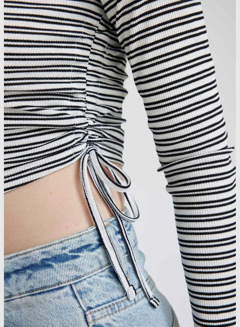ديفاكتو Woman Crew Neck Knitted Long Sleeve T-Shirt