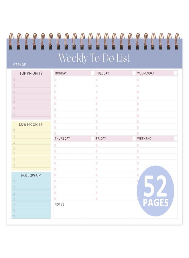VALOME Weekly To Do List Notepad, Undated Planner with 52 Sheets (8.5''x11''), Desk Weekly Planner for Women & Man, Home School & Work (Purple) - Image 1