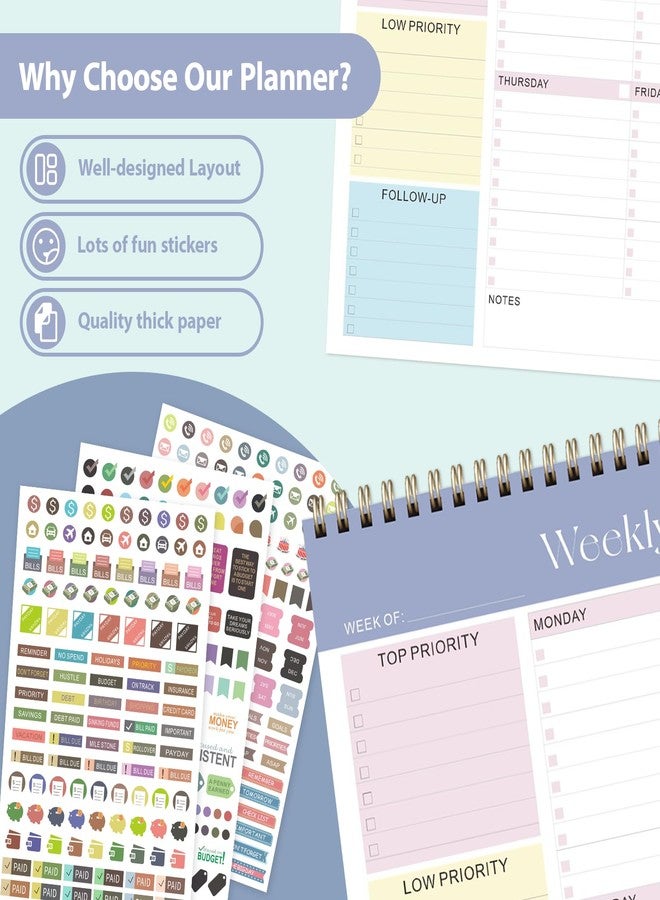 VALOME Weekly To Do List Notepad, Undated Planner with 52 Sheets (8.5''x11''), Desk Weekly Planner for Women & Man, Home School & Work (Purple) - Image 5