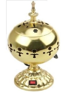 Generic Metal Spherical Incense Holder with Lid, Decorative Metal Electric Incense Burner (Gold) 