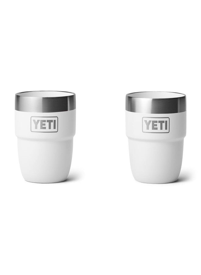 يتي كوب YETI Rambler قابل للتكديس سعة 4 أونصات، مصنوع من الفولاذ المقاوم للصدأ، معزول بتفريغ الهواء، كوب قهوة/إسبريسو، عبوة من قطعتين، أبيض - Image 1