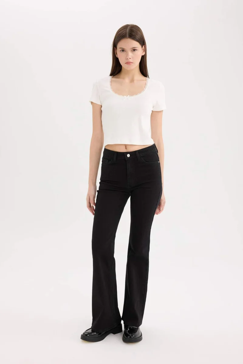 Defacto  Mia High Waist Straight Leg Jeans for Women | Best Price UAE