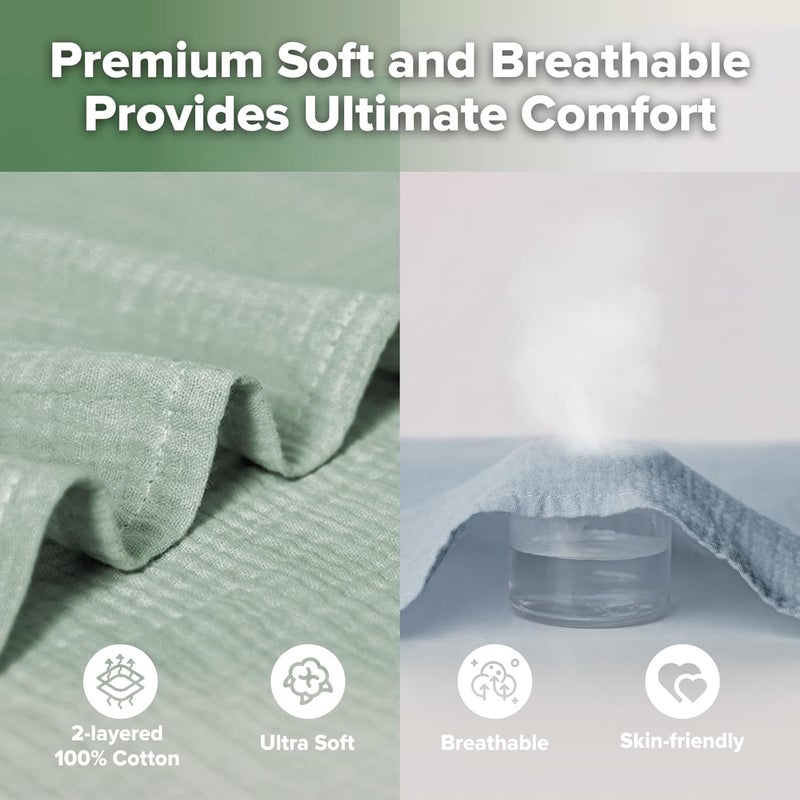 haakaa Muslin Swaddle Blankets, 2-Pack 100% Cotton Double Layer, Breathable Lightweight Receiving Blanket Wrap for Newborn Baby Boys & Girls, Baby Essentials Shower Gift,Large 47 x 47 in - Image 3