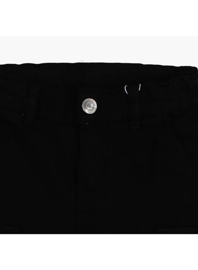 Boys Gabardine Cargo Shorts - Black - Image 3